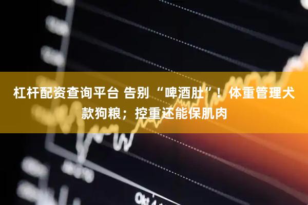 杠杆配资查询平台 告别 “啤酒肚”!体重管理犬款狗粮;控重还能保肌肉